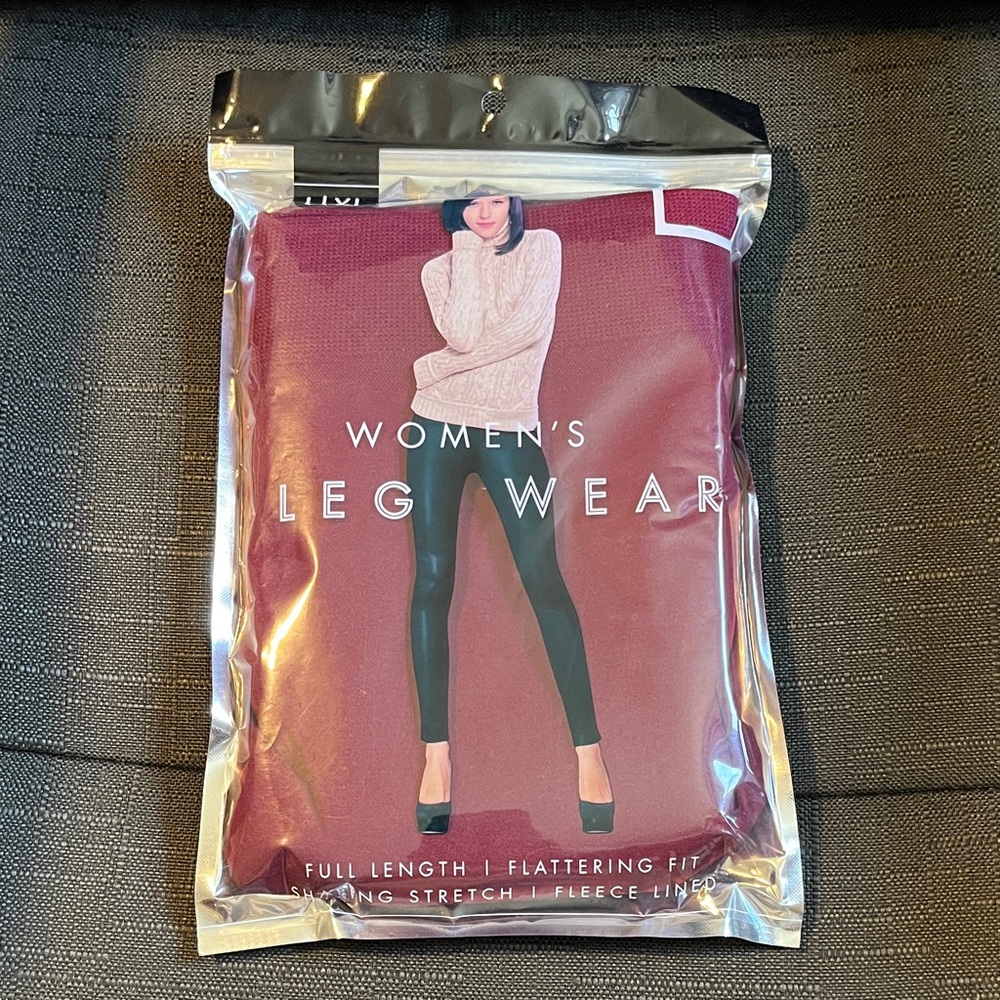 L|XL Maroon Women's Fleece Lined Leg Wear